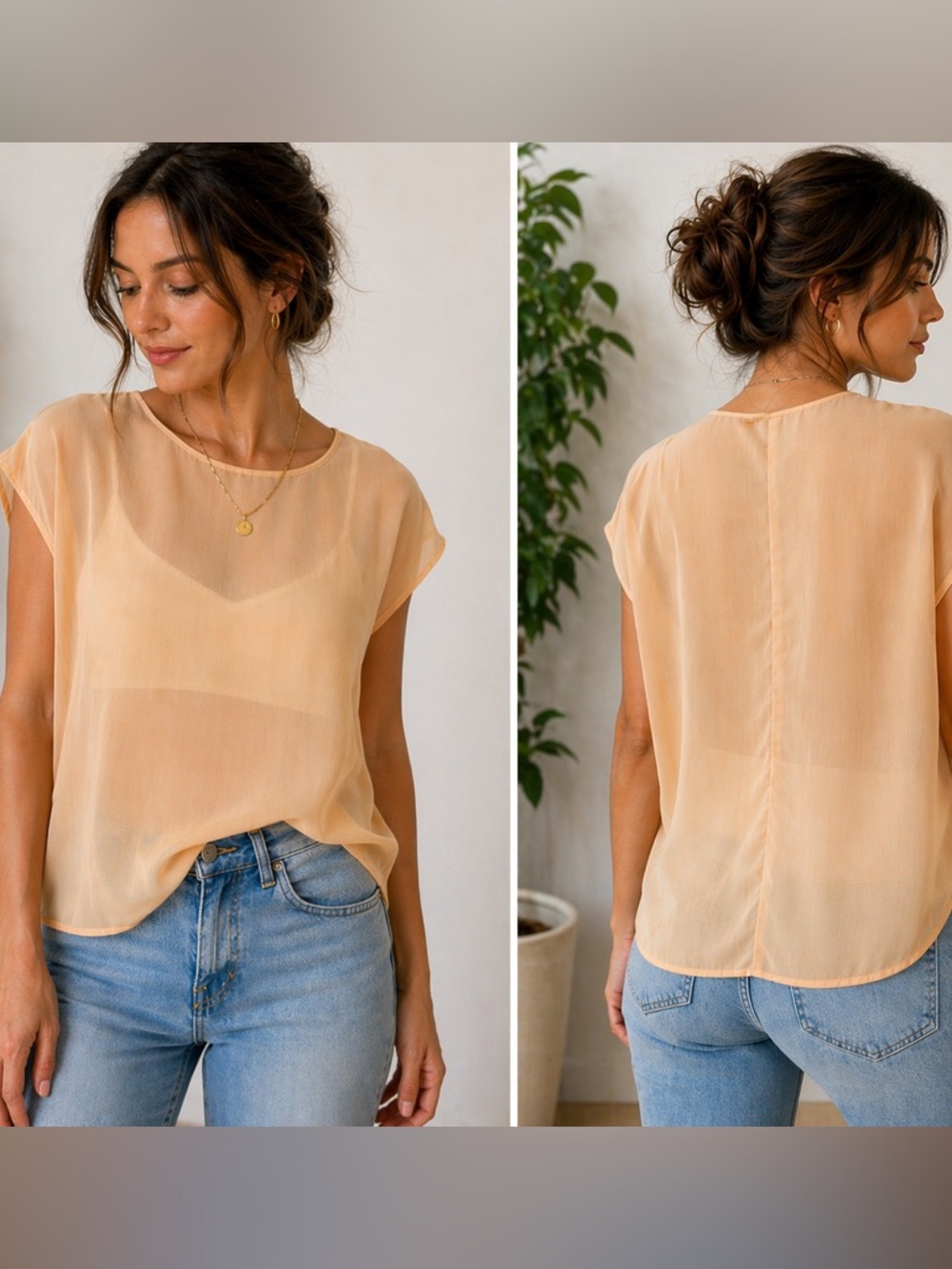 Bentley lightweight semi-sheer women’s blouse Petite, size M NWT